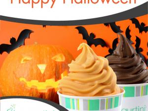 branded cup of yogurt with bats and a jack o lantern 